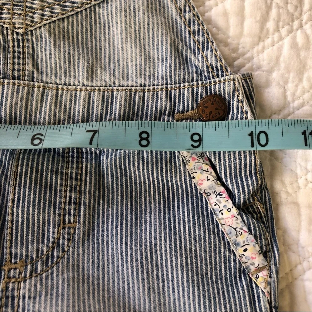 OshKosh B'gosh Navy Striped Overalls w/Pink Flowers